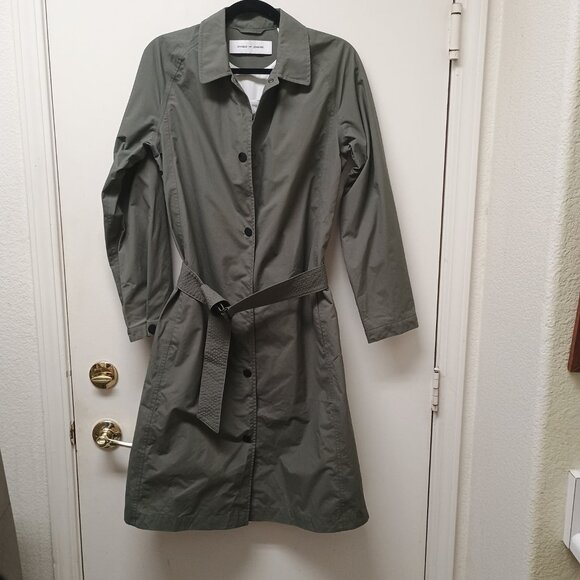 EUC Uniqlo X Lemaire A-Line Collared Belted Gray/Green Raincoast Size Small - Picture 4 of 6